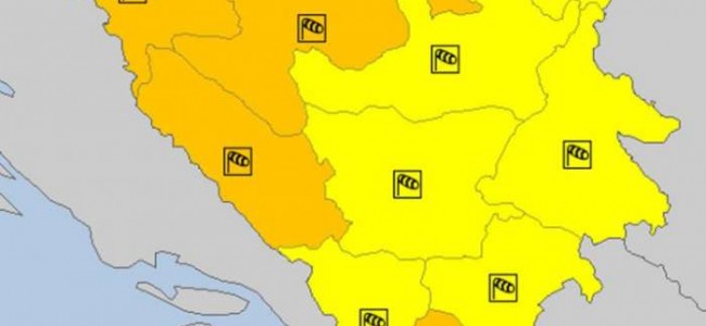 Narandžasti meteoalarm za BiH: Danas kiša i olujni udari vjetra